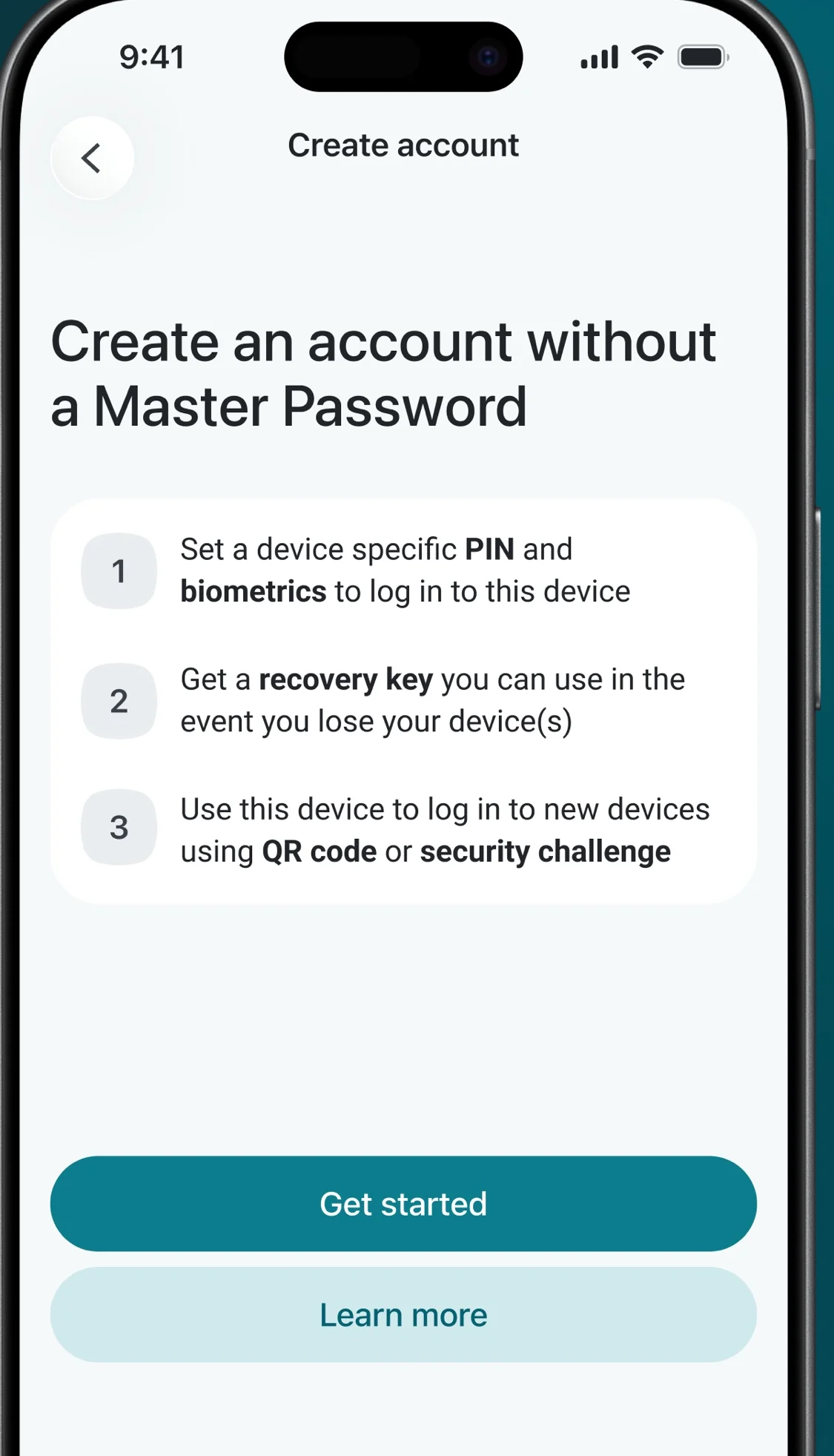 Dashlane’s account creation screen, from Dashlane’s own App Store screenshots.