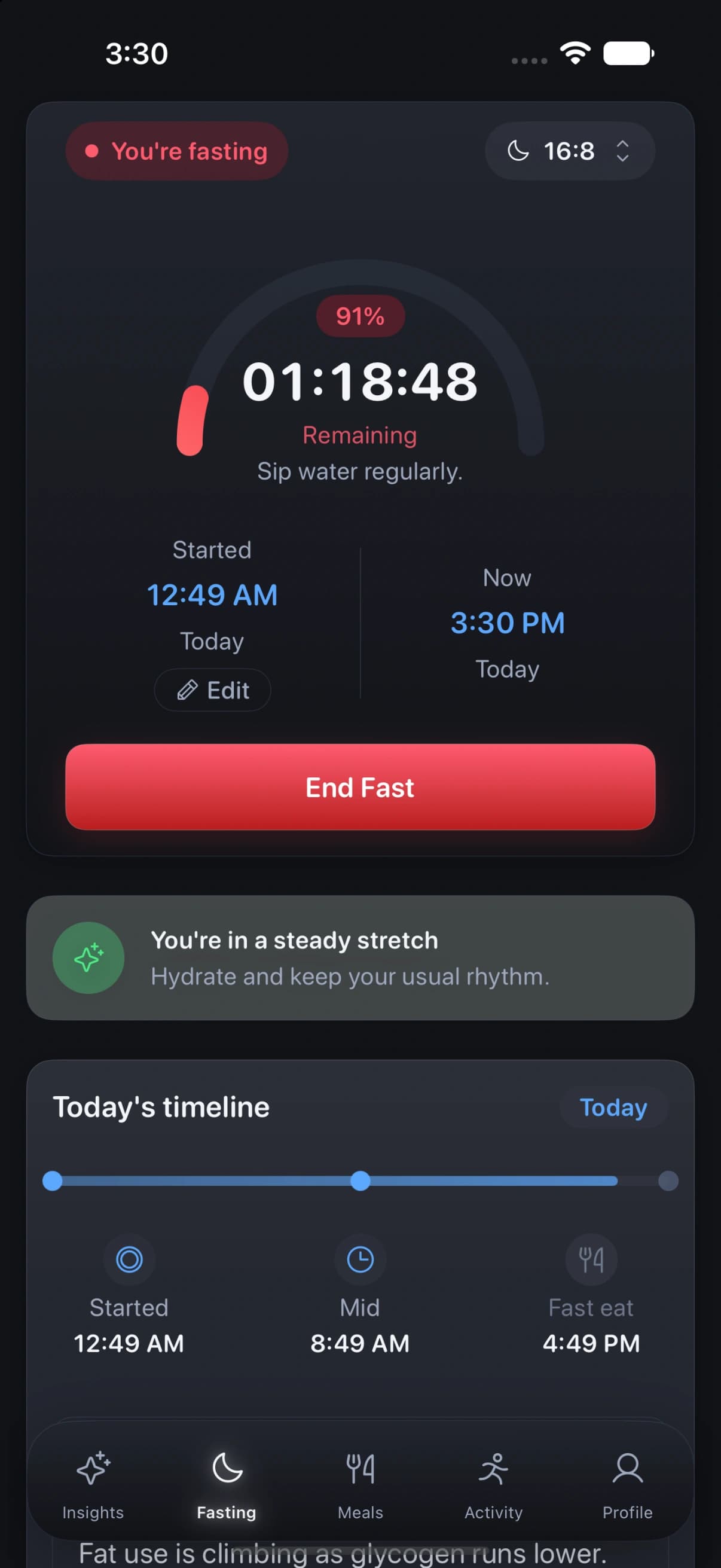 Zen LeanTracker on iPhone, screen 2