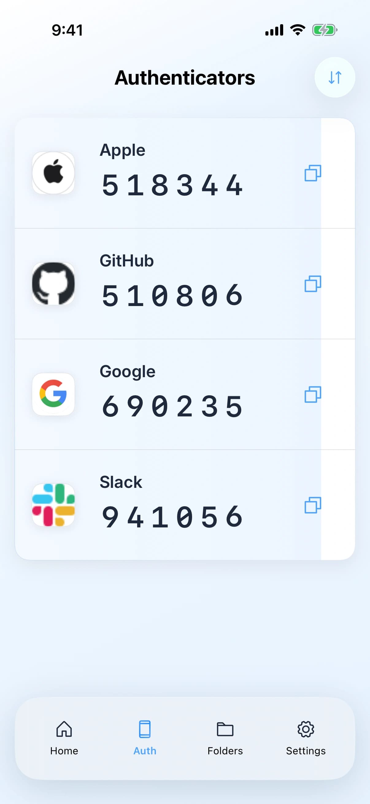 Zen Passwords on iPhone, screen 2