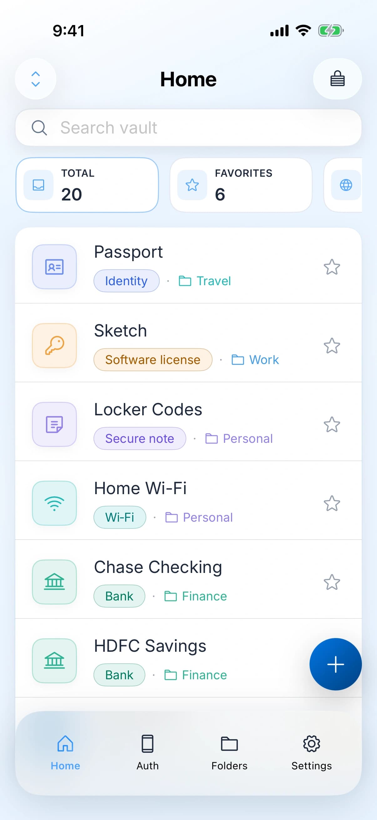 Zen Passwords on iPhone, screen 1