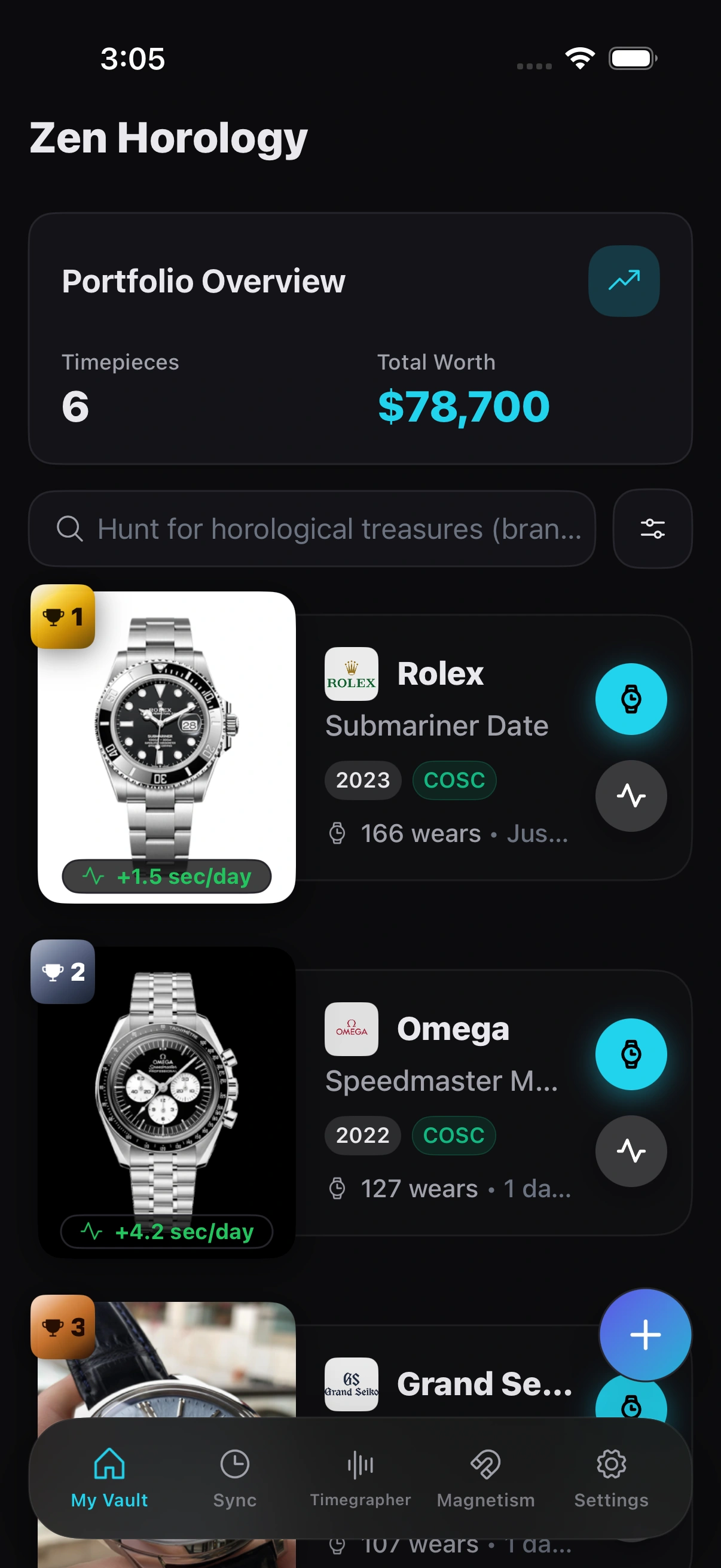 Zen Horology actual app interface